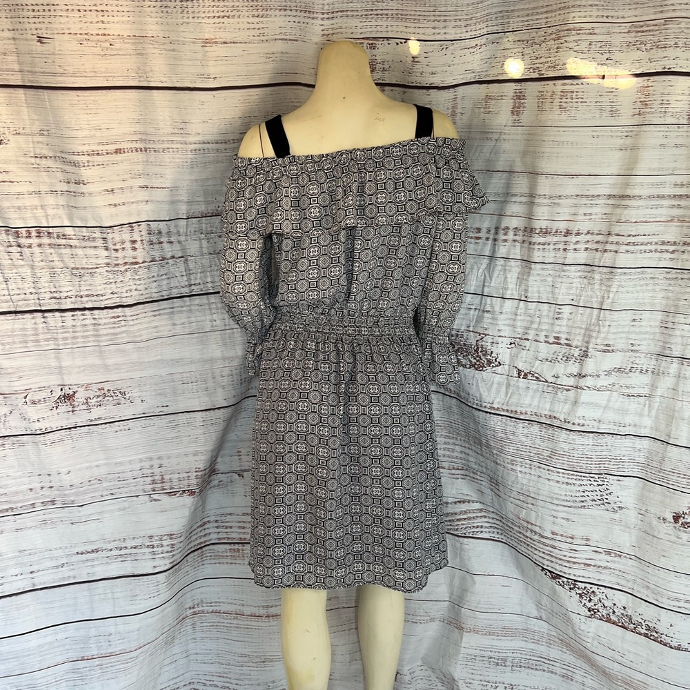 Libby Edelman Black Geometric Print Dress M - Picture 3 of 10
